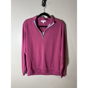 Peter Millar Sweater Mens Large Pink 1/4 Zip Mock Neck Pullover Knit